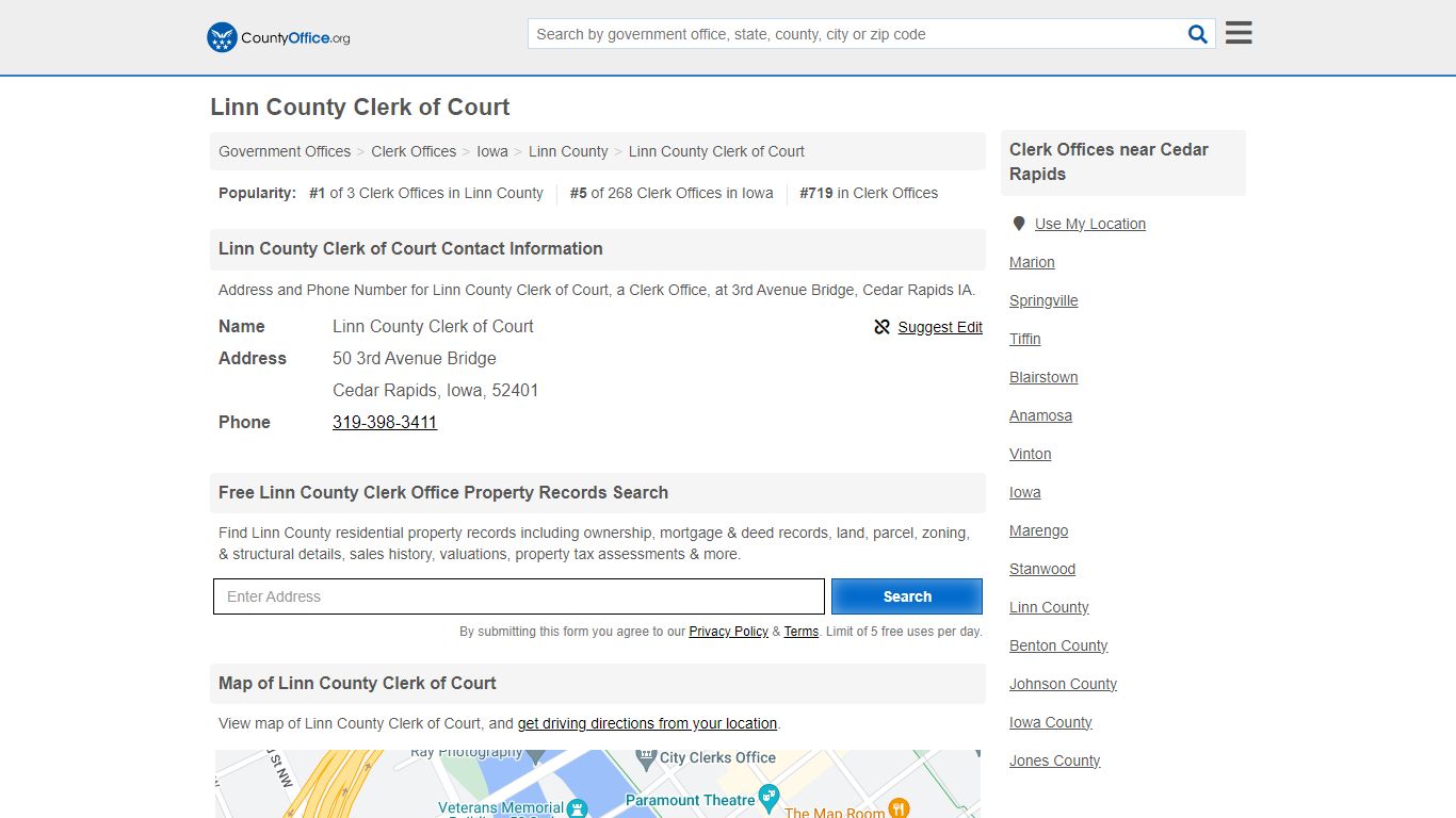 Linn County Clerk of Court - Cedar Rapids, IA (Address and Phone)